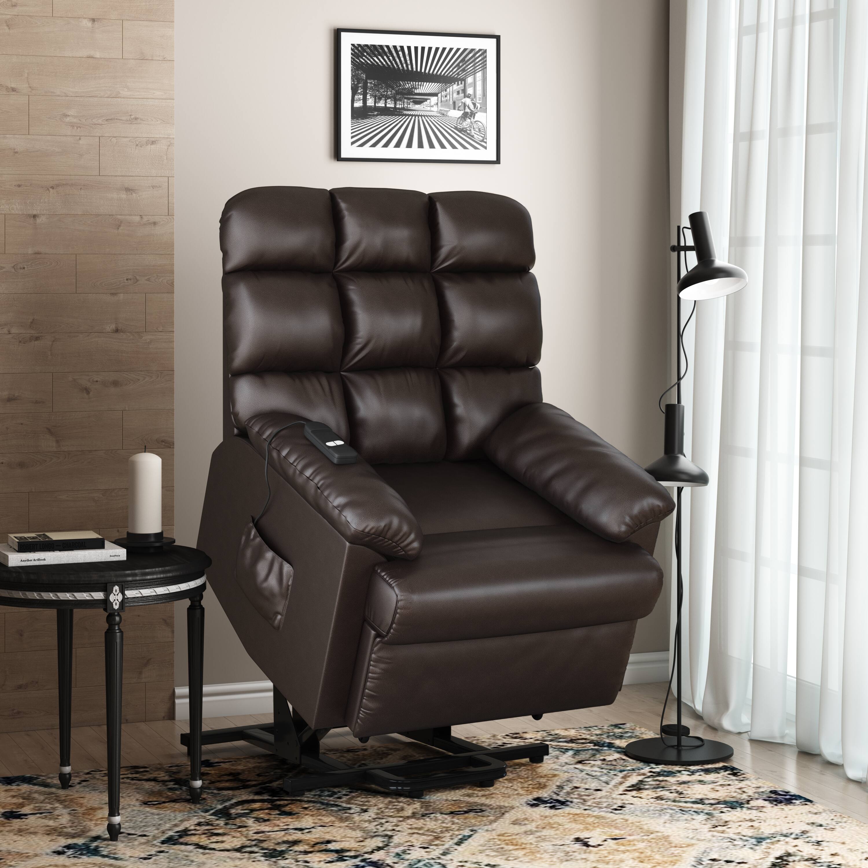 Best Buy ProLounger Avanti Renu Leather Power Recline and Lift Chair Coffee Brown RCL4 DAB88 LT