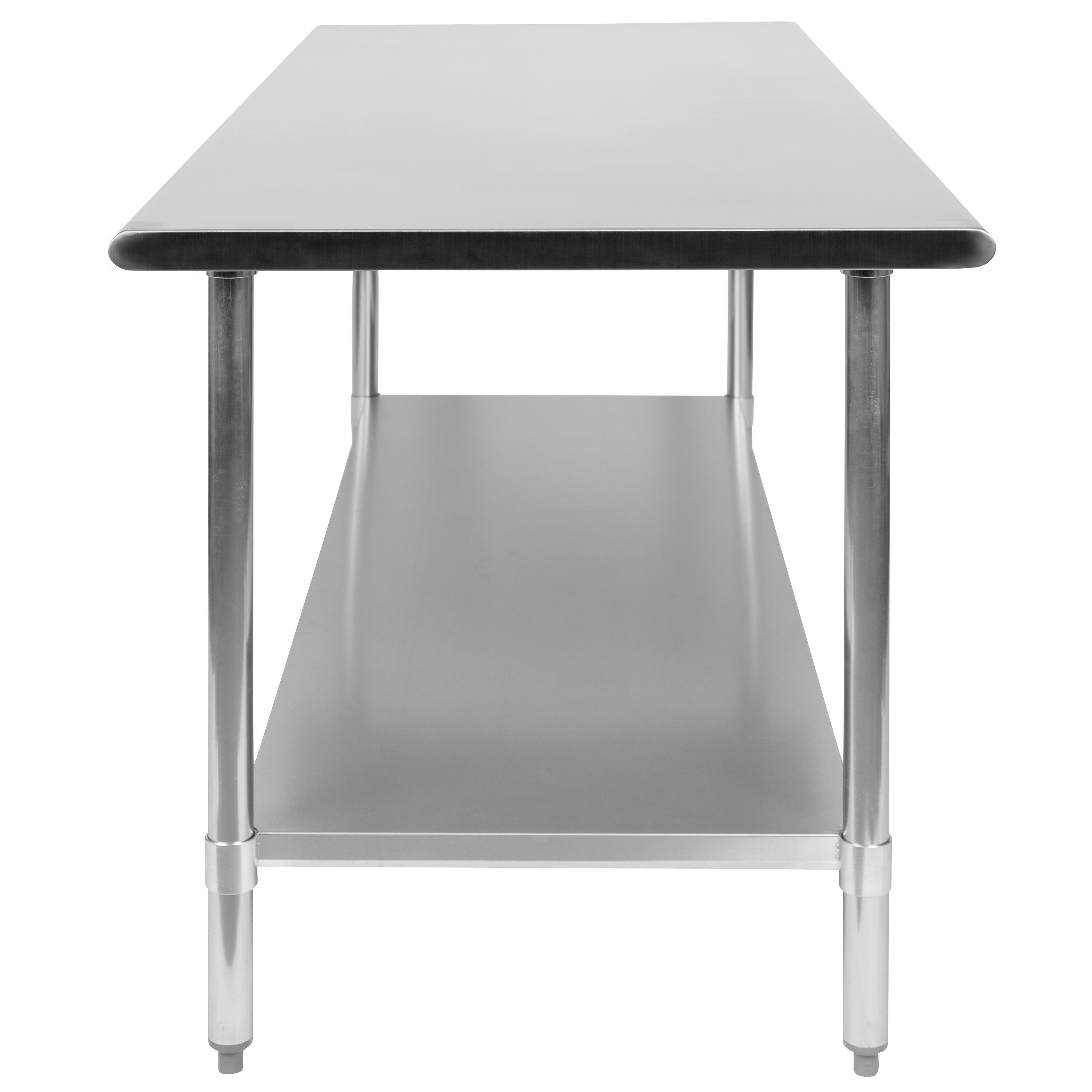 Alt View 5. Emma + Oliver - Stainless Steel 18 Gauge Prep and Work Table with Undershelf - Stainless Steel.