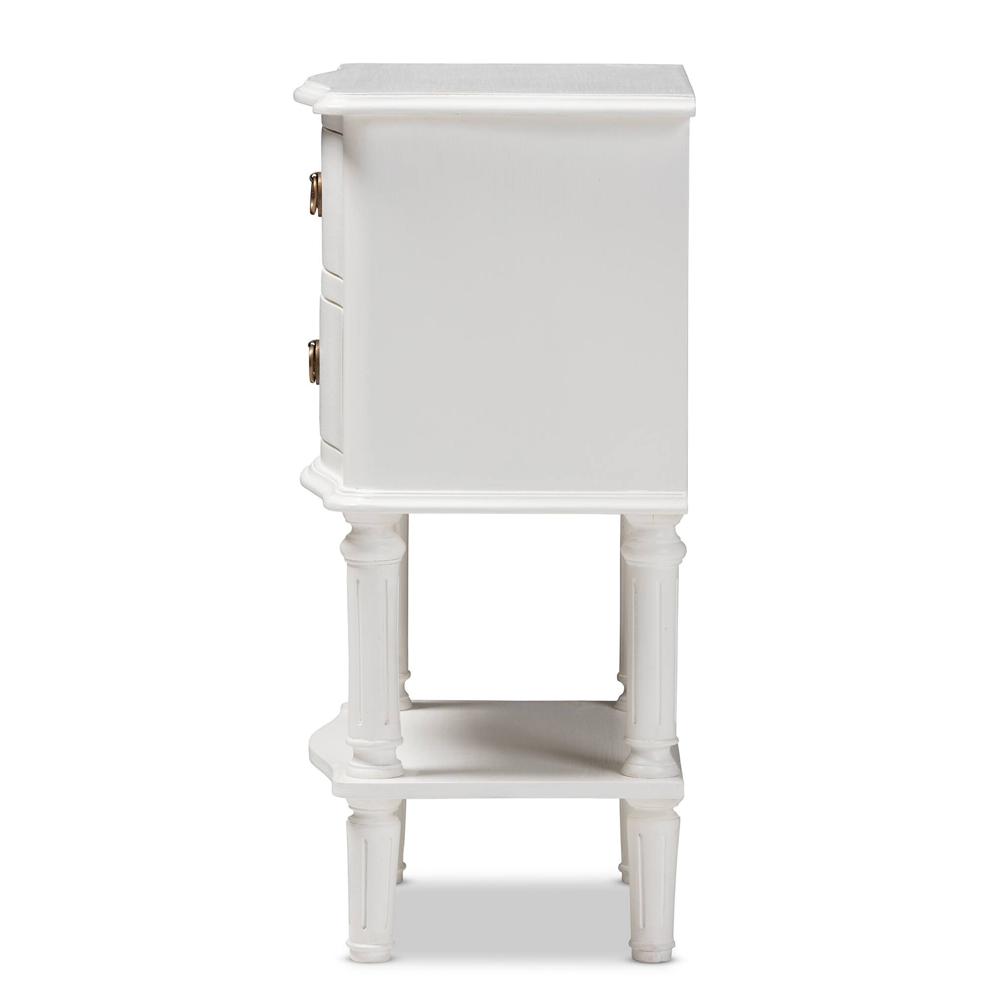 Back. Baxton Studio - Audrey Country Cottage Farmhouse Finished 2-Drawer Nightstand - White.