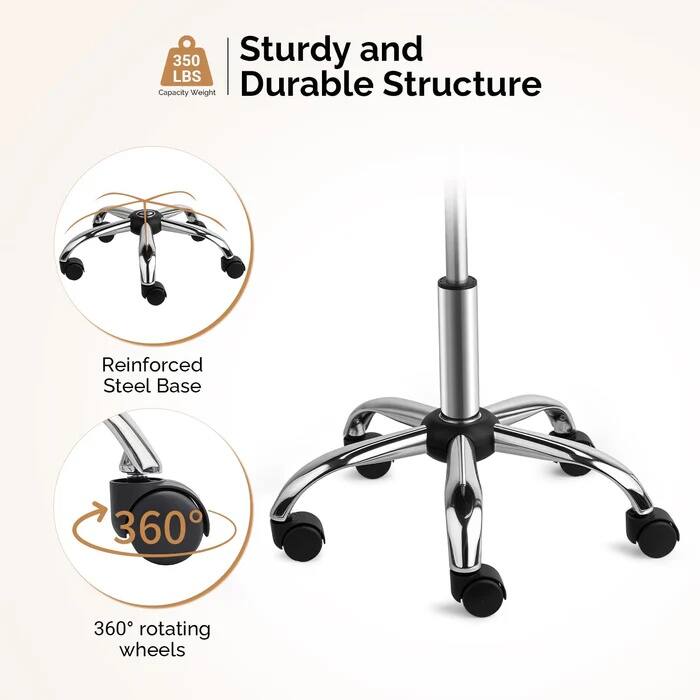 350 LBS Capacity Weight Sturdy and Durable Structure Reinforced Steel Base 360° rotating wheels