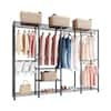 Front. VEVOR - Clothing Garment Rack, Heavy Duty Closet Wardrobe, Adjustable Tiers Clothes Racks with Steel Frame, 1100 lbs Load - Black.