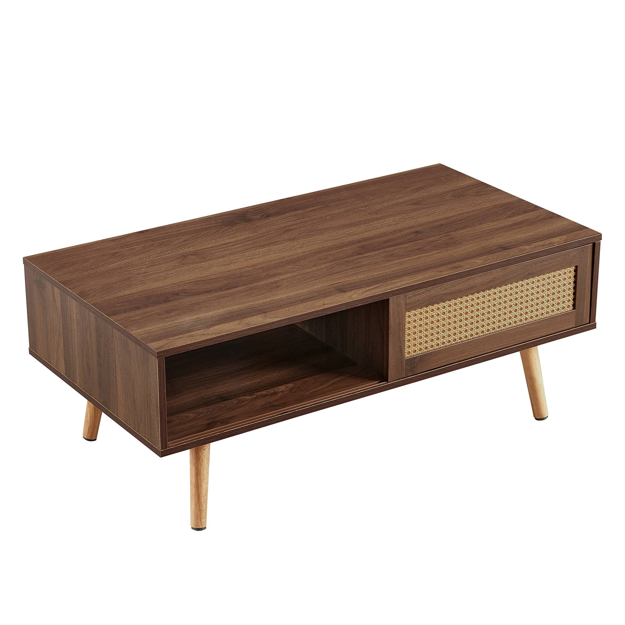 Alt View 9. APRILSOUL - Extensible Table DINING TABLE OFFICE TABLE COFFEE TABLE Wood Leg - Brown.