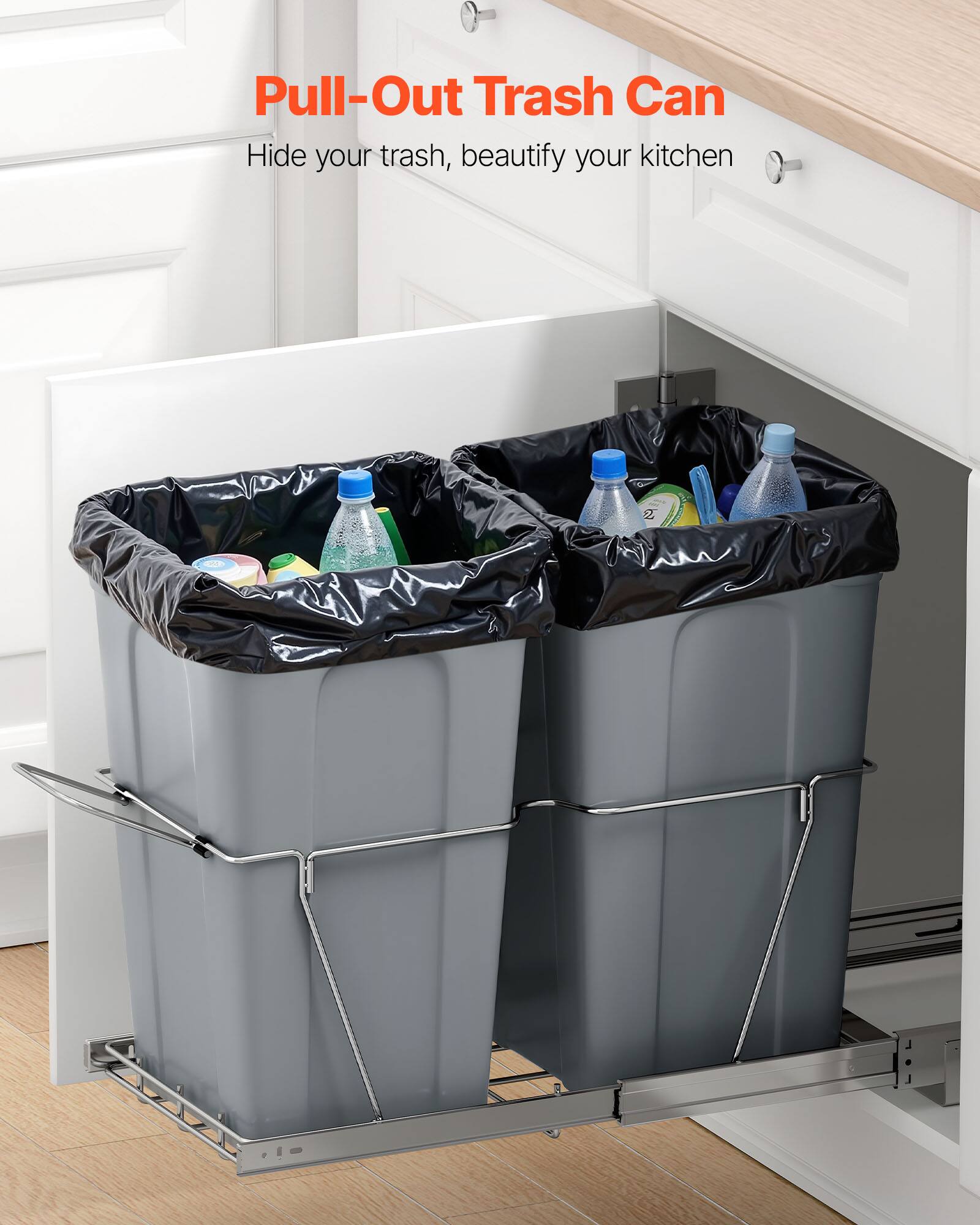 Pull-Out Trash Can  
Hide your trash, beautify your kitchen