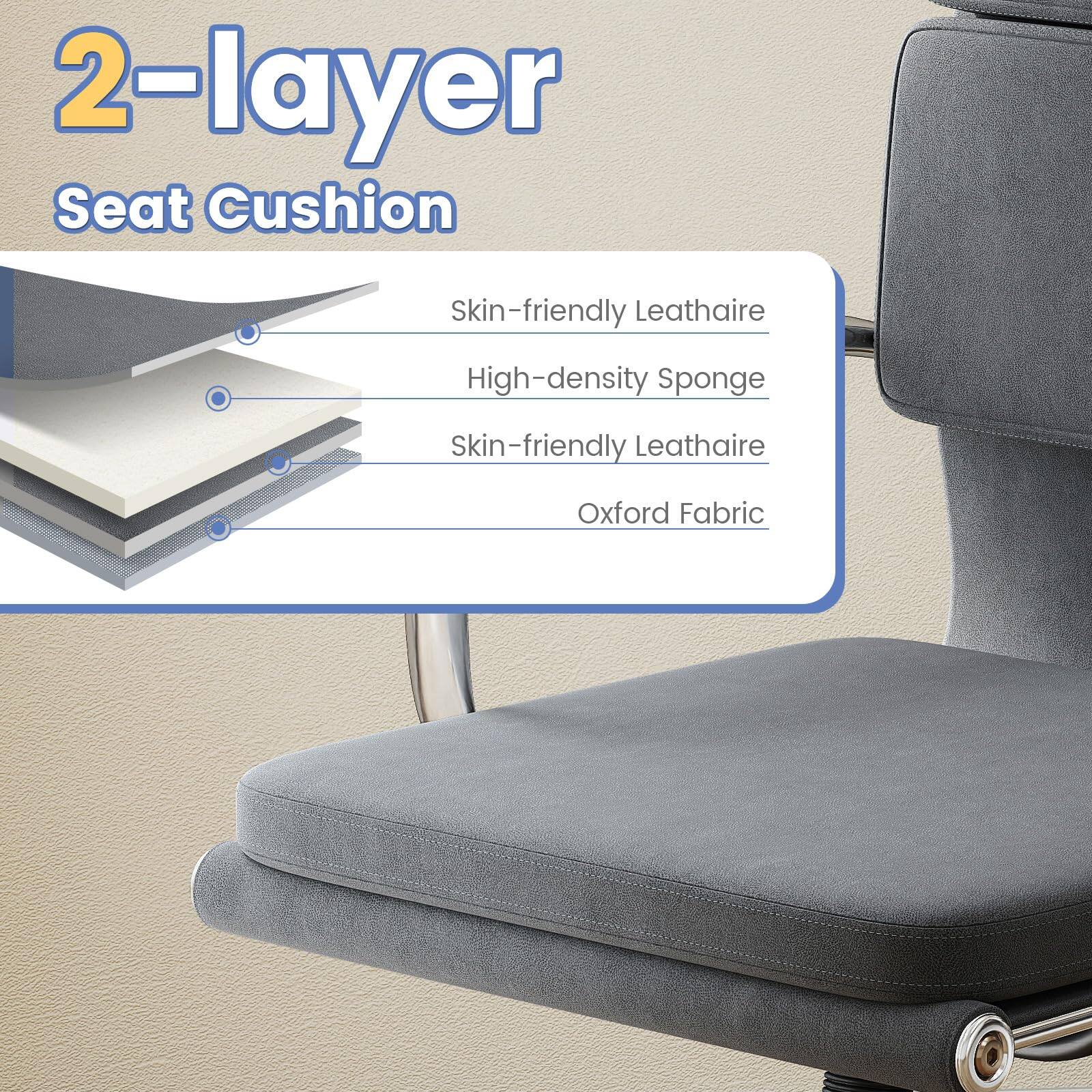 2-layer Seat Cushion

- Skin-friendly Leathaire
- High-density Sponge
- Skin-friendly Leathaire
- Oxford Fabric