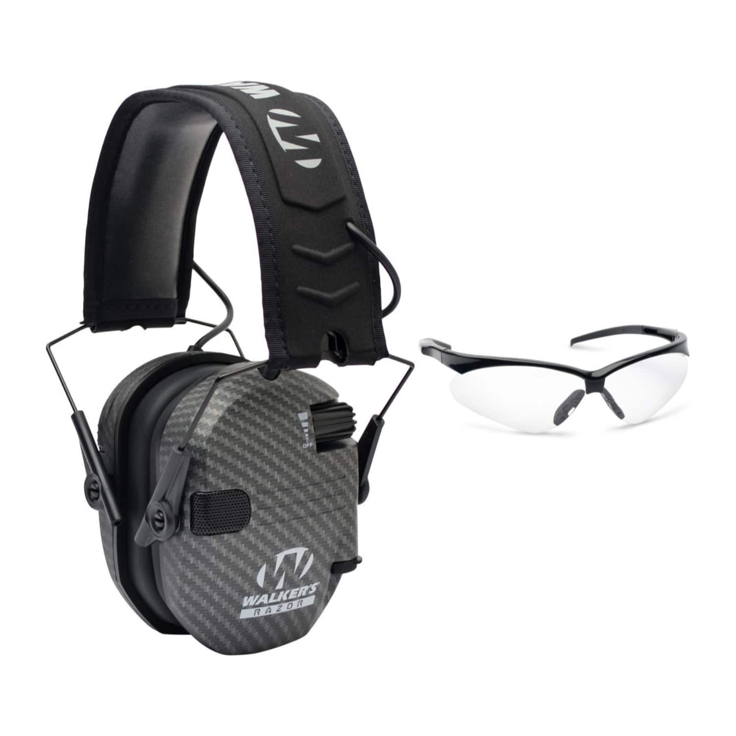 Walkers - Walker’s Razor Slim Electronic Muff with Shooting Glasses (Clear) - Carbon