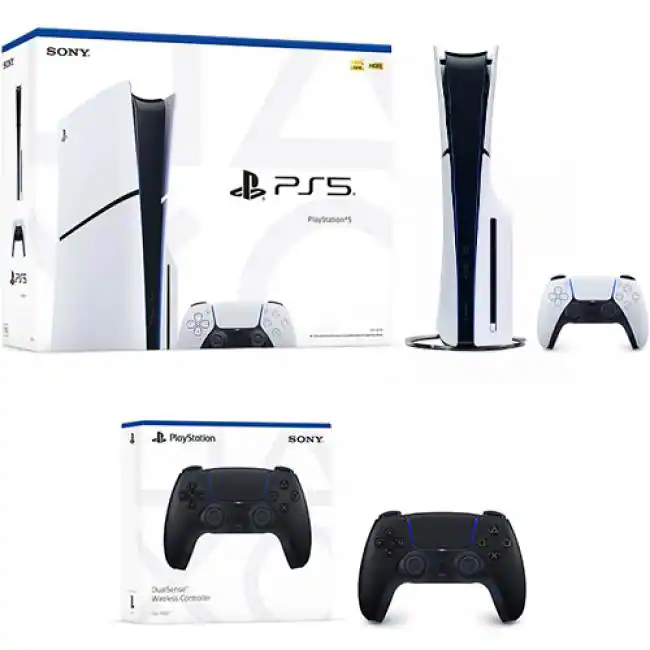 PlayStation 5 Slim Console + PlayStation 5 DualSense Wireless Controller Midnight Black - Includes PS5 Console & DualSen - PlayStation 5