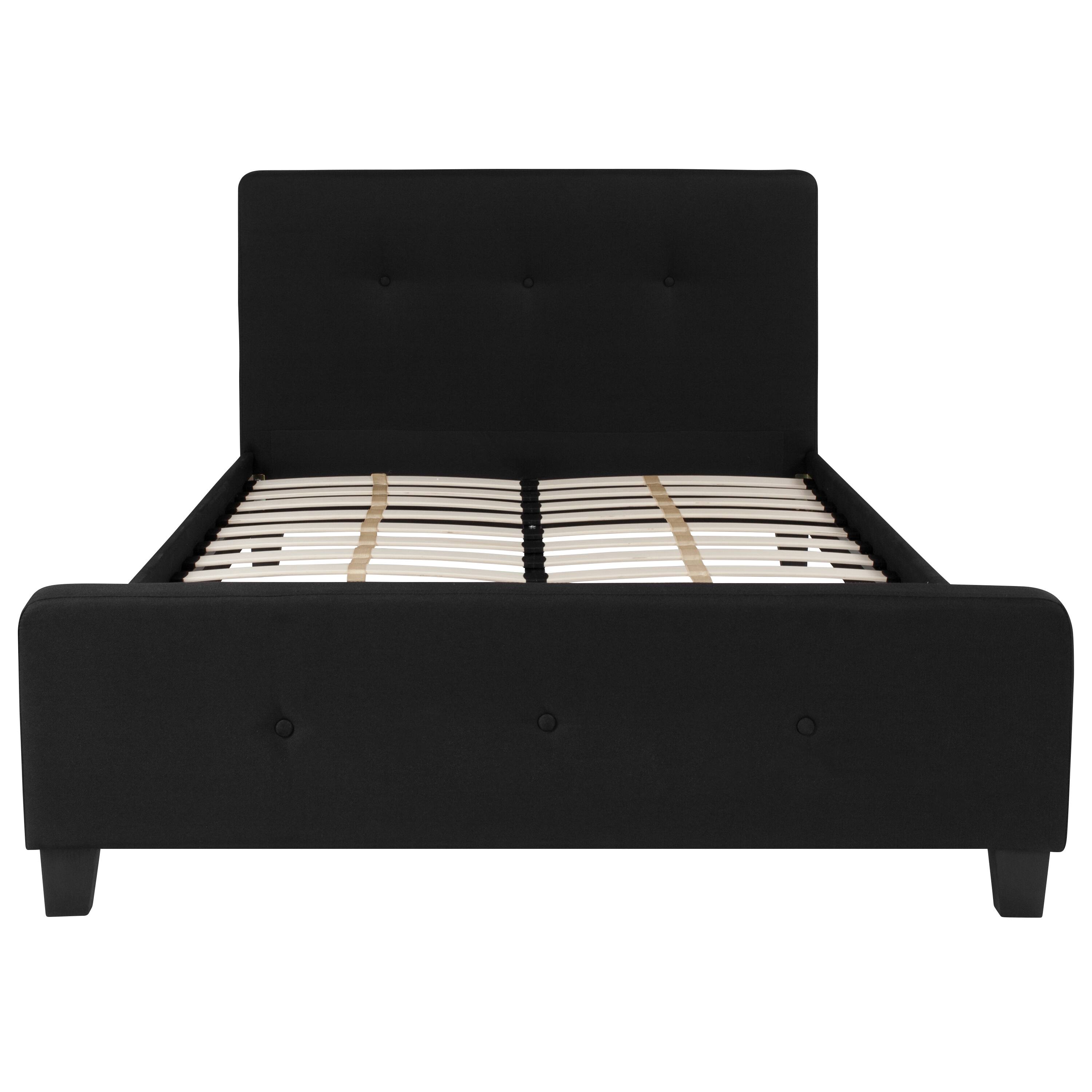 Alt View 4. Emma + Oliver - Button Tufted Upholstered Platform Bed - Black.