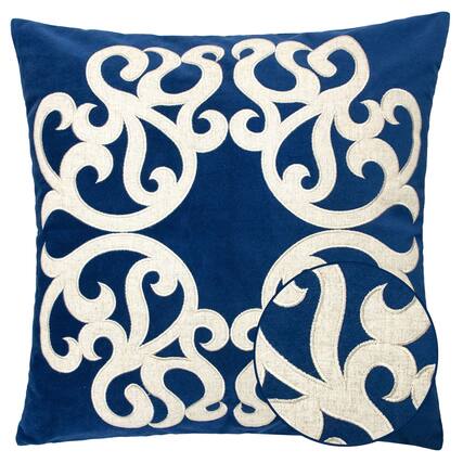 Front. LuXeo - Square Velvet Pillow Cover & Insert - INDIGO.