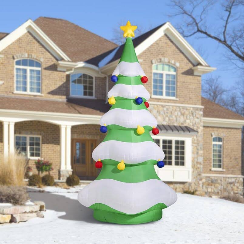 Angle. World Trade - 15' Inflatable Christmas Tree Lightshow! - Green.