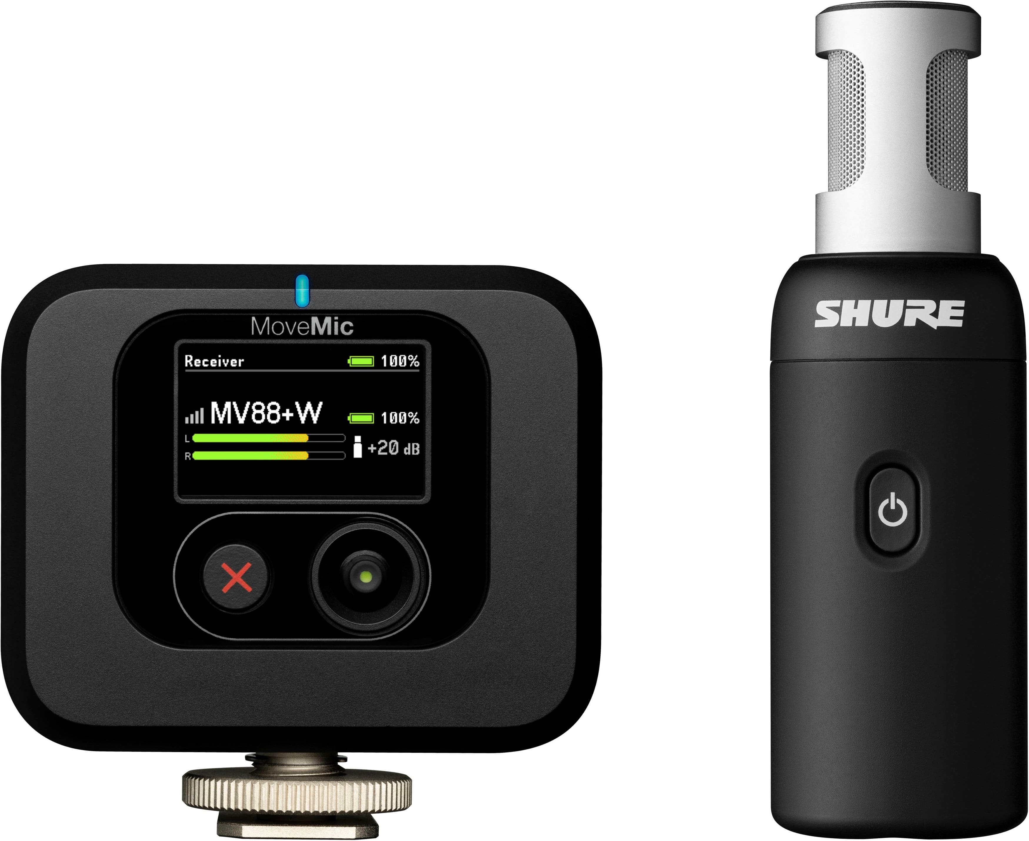 Shure - MoveMic 88+ Wireless Microphone Receiver Kit - Black - Front_Zoom