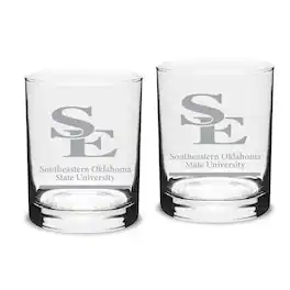 Jardine - Southeastern Oklahoma State Savage Storm 14oz. Two-Piece Classic Double Old-Fashioned Glass Set - Multicolor