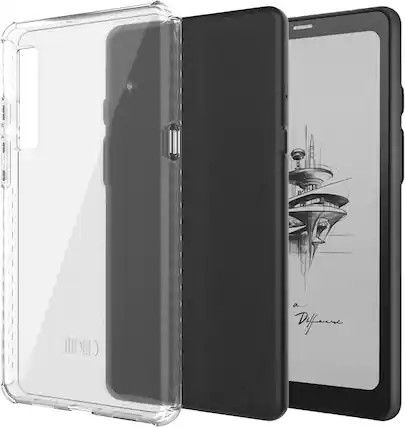 Front. TUDIA - TUDIA SKN Clear Designed for Onyx Boox Palma Case 6.13" Back Cover Reinforced Corners - Clear - Clear.