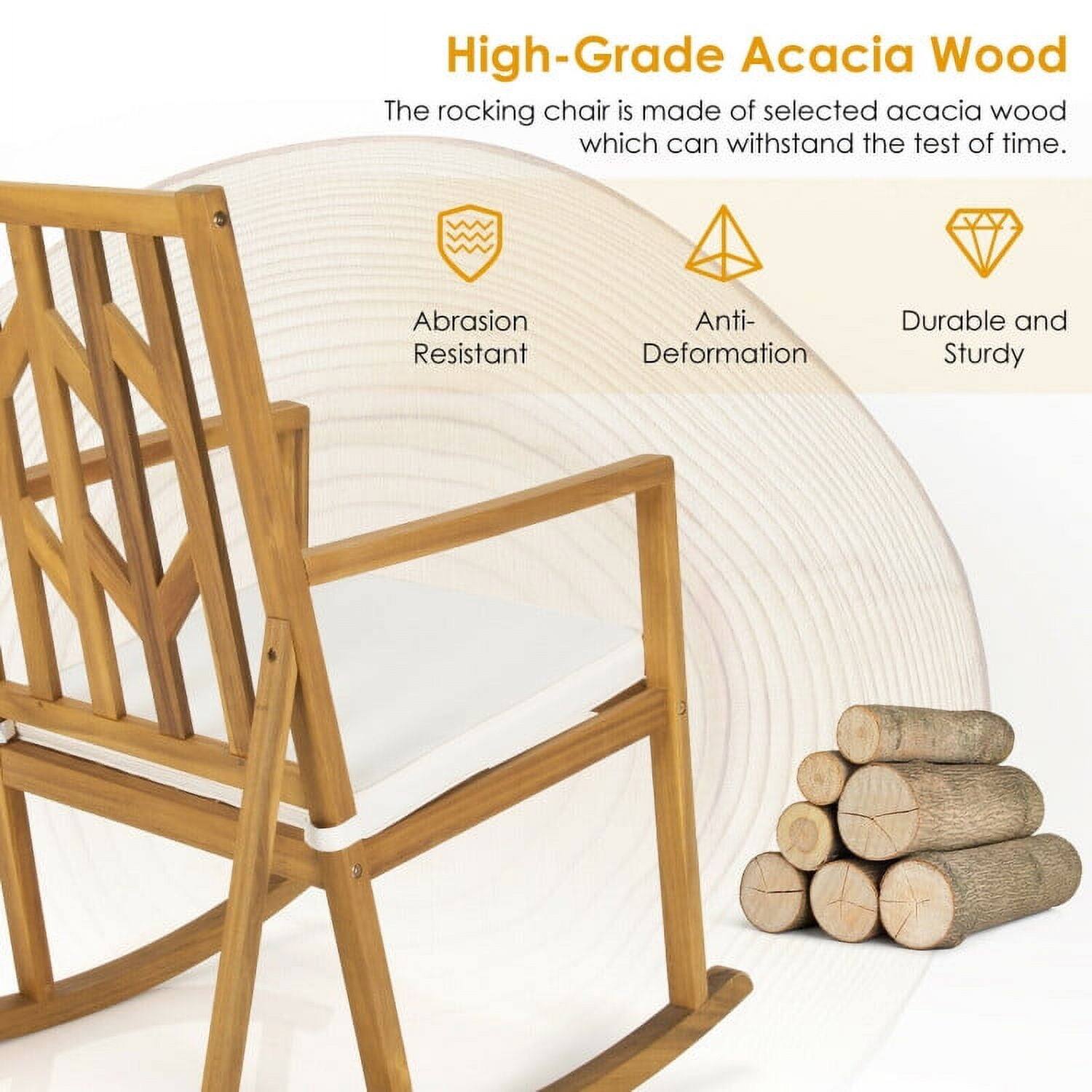 High-Grade Acacia Wood  
The rocking chair is made of selected acacia wood which can withstand the test of time.  

- Abrasion Resistant  
- Anti-Deformation  
- Durable and Sturdy