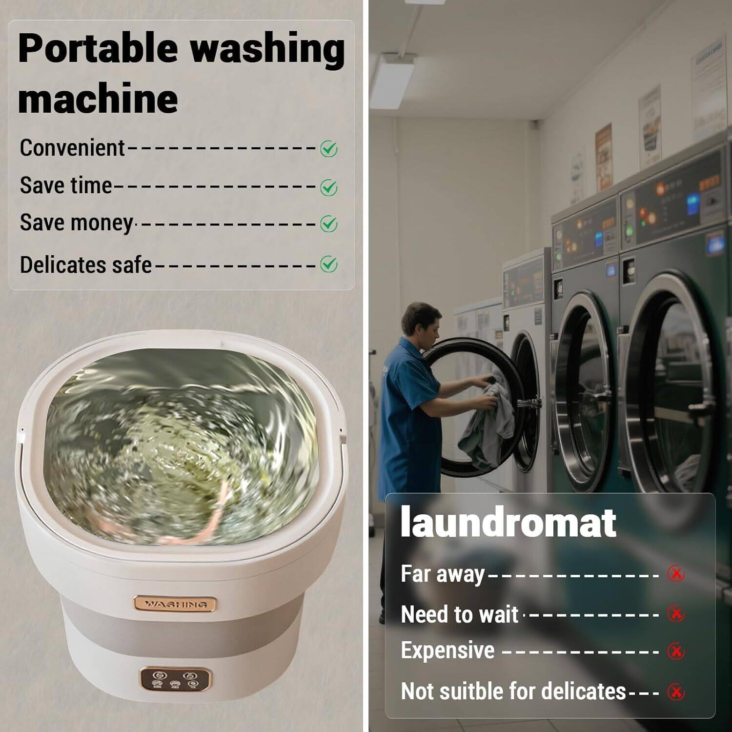 Left. Acekool - 12L Mini Portable Washing Machine and Dryer for RV Travel Hotel Laundry, Grey - Grey.