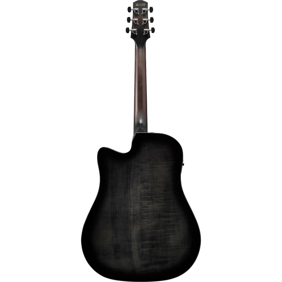 Alt View 1. Ibanez - Ibanez AAD77CE Acoustic Electric Guitar, Transparent Black Sunburst High Gloss.