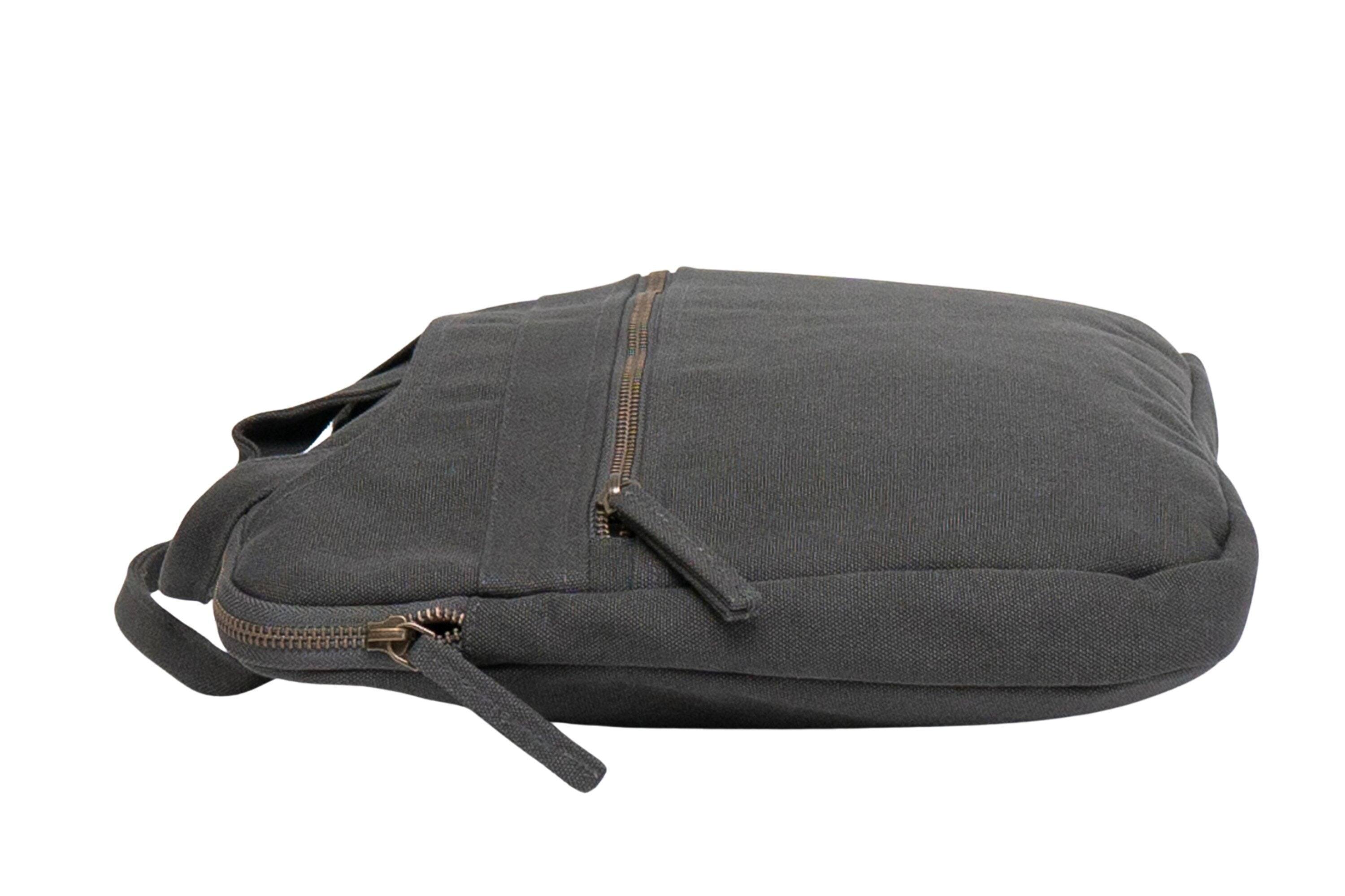 Angle. Terra Thread - Organic Cotton Laptop Sleeve With Handles - Charcoal Grey.