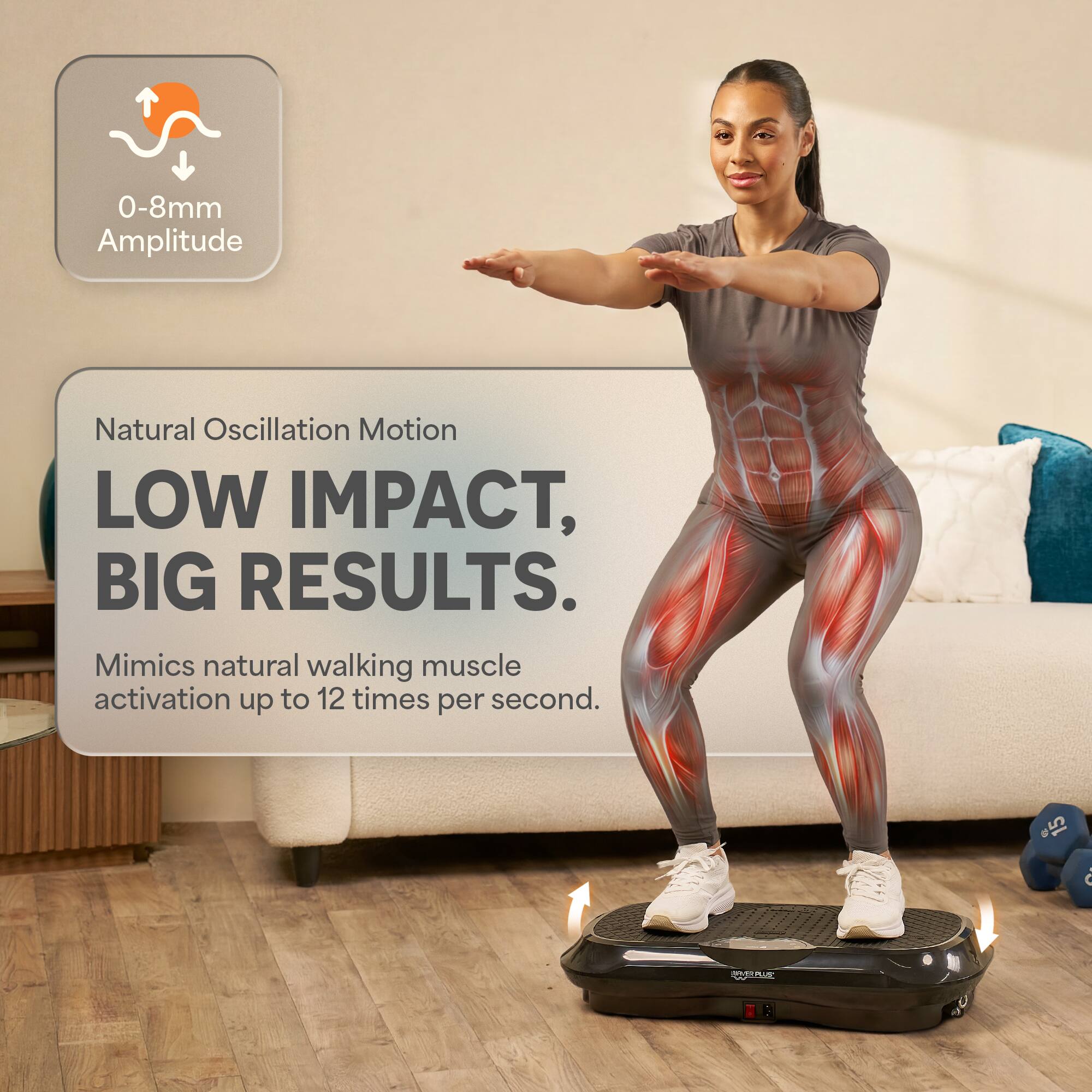 0-8mm Amplitude

Natural Oscillation Motion

LOW IMPACT, BIG RESULTS.

Mimics natural walking muscle activation up to 12 times per second.

$15

STARPLUS