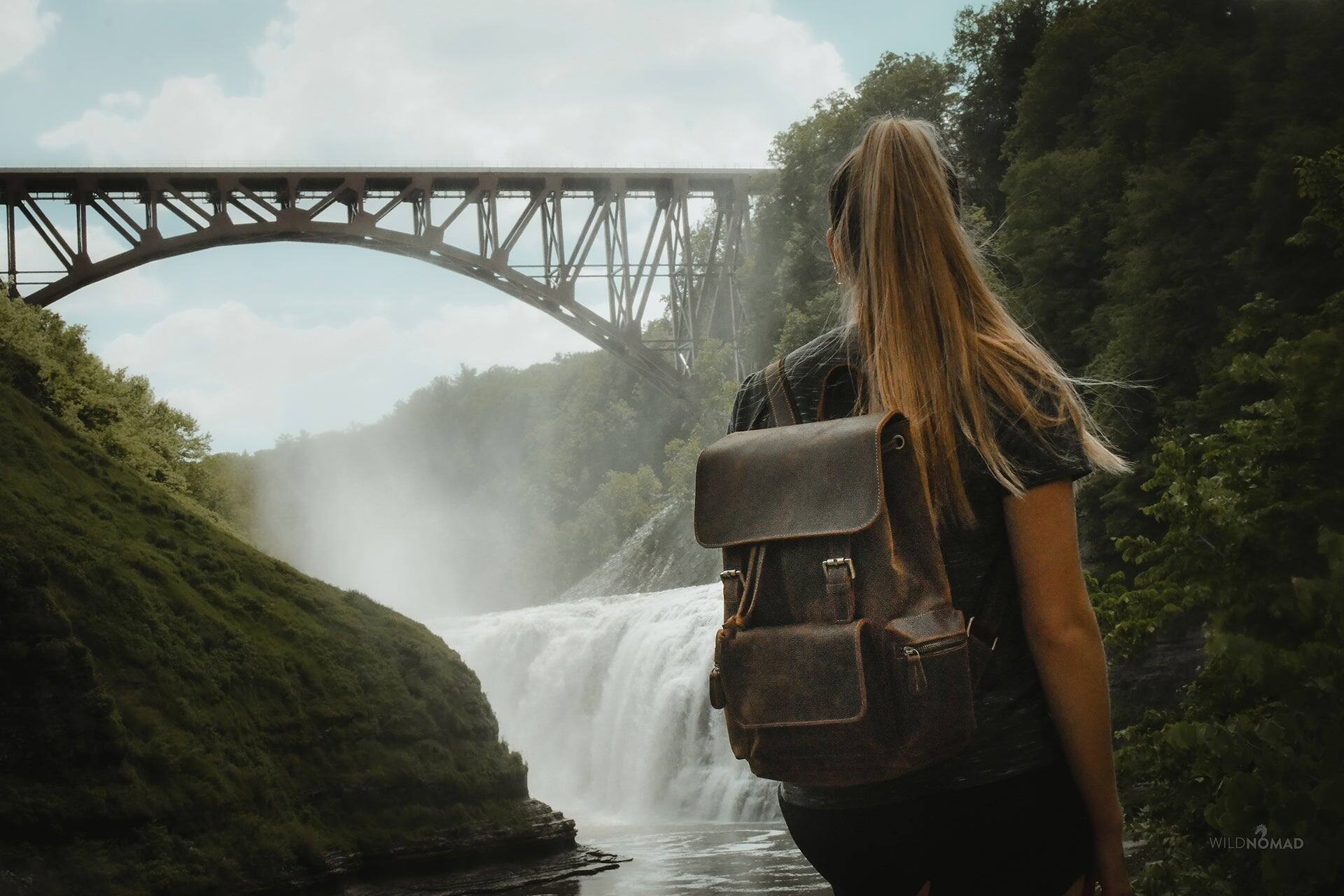 Alt View 2. Steel Horse Leather - The Hagen Backpack | Vintage Leather Backpack - Dark Brown.