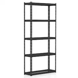 Costway - 1 PCS 5-Tier Heavy Duty Storage Shelf Storage Utility Rack Shelf with Anti-tipping Device - Black