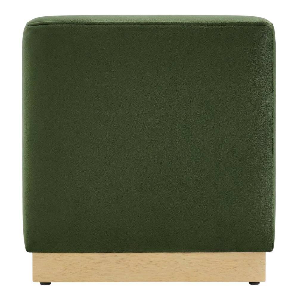 Back. Outdoor Escape - Performance Velvet Upholstered Ottoman With Square Design And Compact Size - Green.