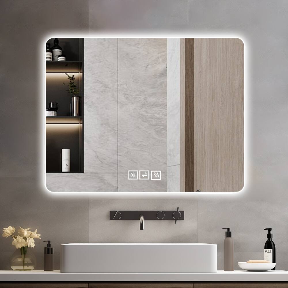 Alt View 3. Boyel Living - 28 by 36 Inch Bathroom Mirror with LED Lights Front and Backlit Anti Fog Wall Mounted 3 Colors and 5 Level Dimmable.