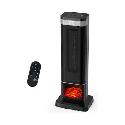 Front. AOITUN - Indoor Heater for Fast Room Warmth, 24" Portable Tower with Remote, Quiet 60° Oscillation, Safe Tip-Over Design.