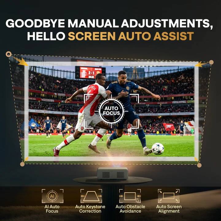 GOODBYE MANUAL ADJUSTMENTS, HELLO SCREEN AUTO ASSIST

2-1 1 94:22

AUTO FOCUS

AI Auto Focus
Auto Keystone Correction
Auto Obstacle Avoidance
Auto Screen Alignment