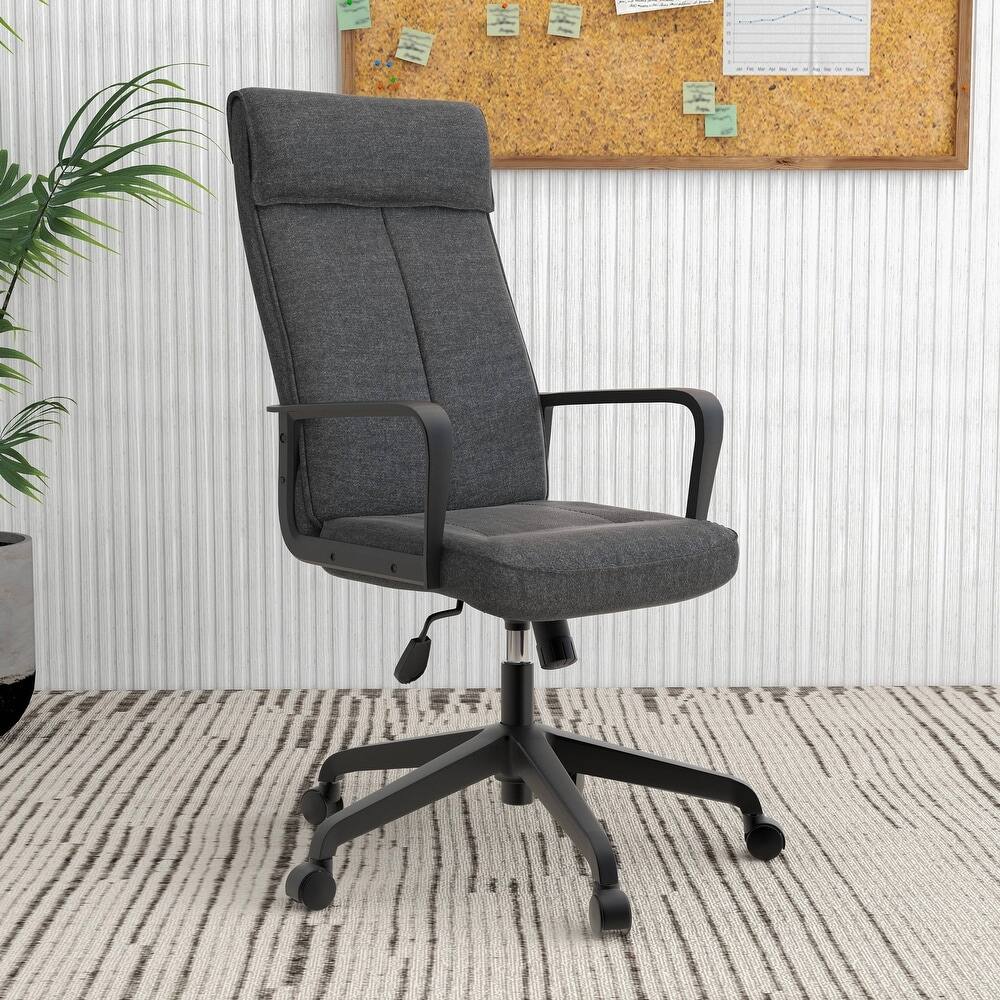 Left. LeisureMod - Aiaria Ergonomic Office Chair High-Back Adjustable Height with Swivel & Tilt, Double Wheel Casters - Charcoal.