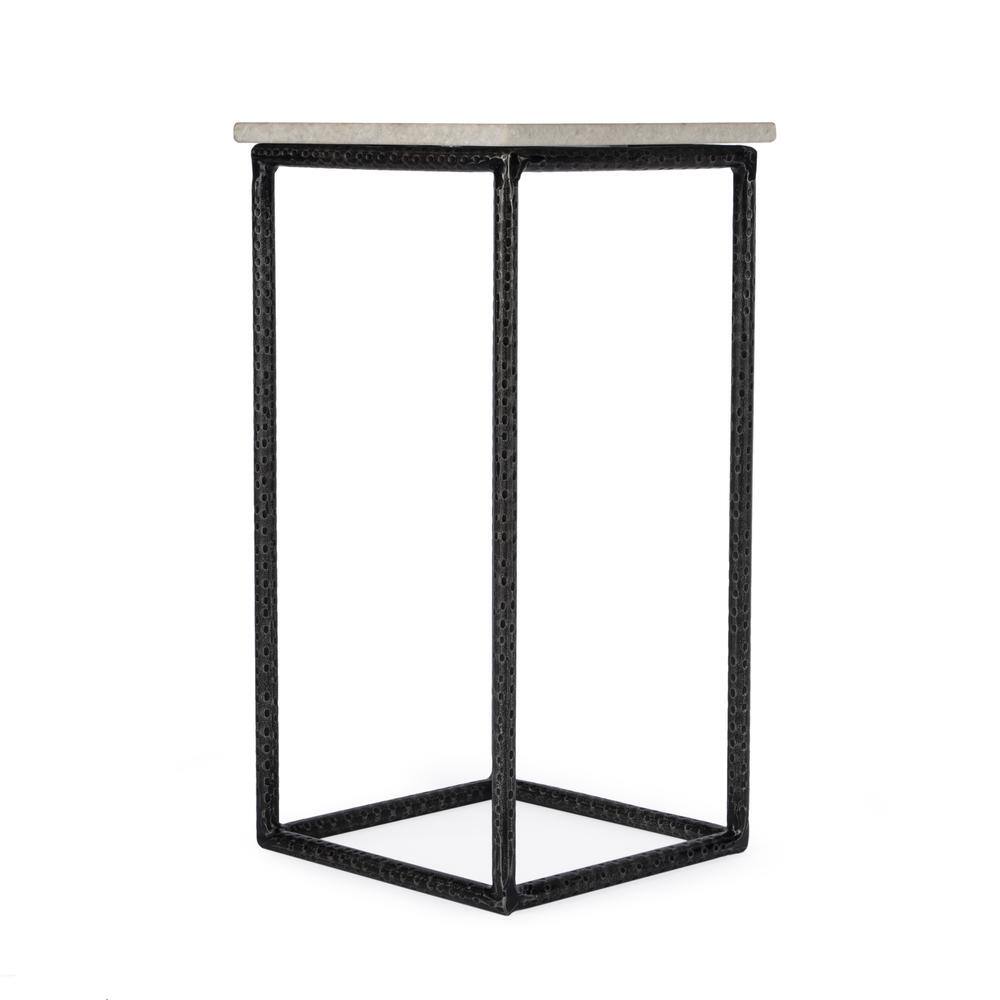 Back. Butler Specialty - Mabel Marble and Hammered Iron Side Table - White And Black.