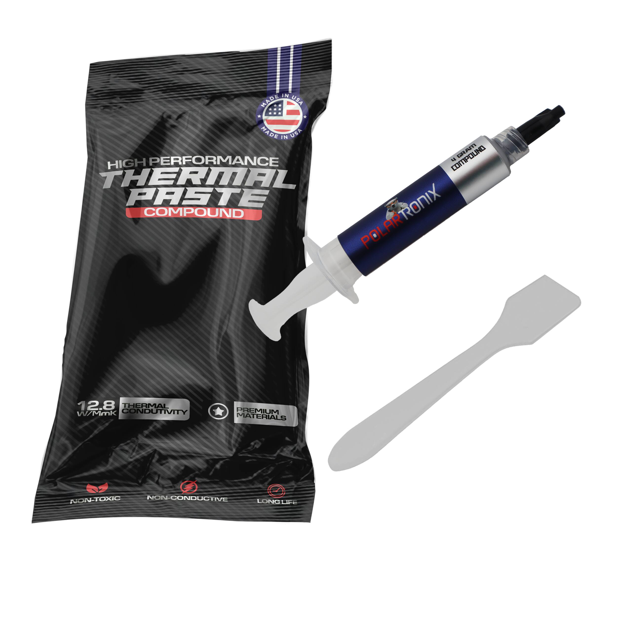 IN SOAN USA MADE IN USA COMPOUND GRAIT PERFORMANCE 14 HIGH THERMAL PASTE RONIX COMPOUND POLARRONIX POLAR 12.8 THERMAL W/MmK CONDUTIVITY PREMIUM MATERIALS NON-TOXIC NON-CONDUCTIVE LONGUE LiPe