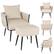 Front. Costway - Modern Dutch Velvet Accent Chair and Ottoman Set - Beige.