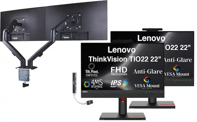 Lenovo ThinkVision TIO22 22" Anti-Glare
22"
Tilt, Pivot, Swivel
FHD 1920x1080
IPS
4MS Response Time
Super Clear
VESA Mount 100x100mm