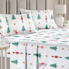 CGK Linens - 4 Piece Christmas Pattern Sheet Set - Soft, Wrinkle-Resistant Holiday Bedding - Queen - Nutcracker Ballet