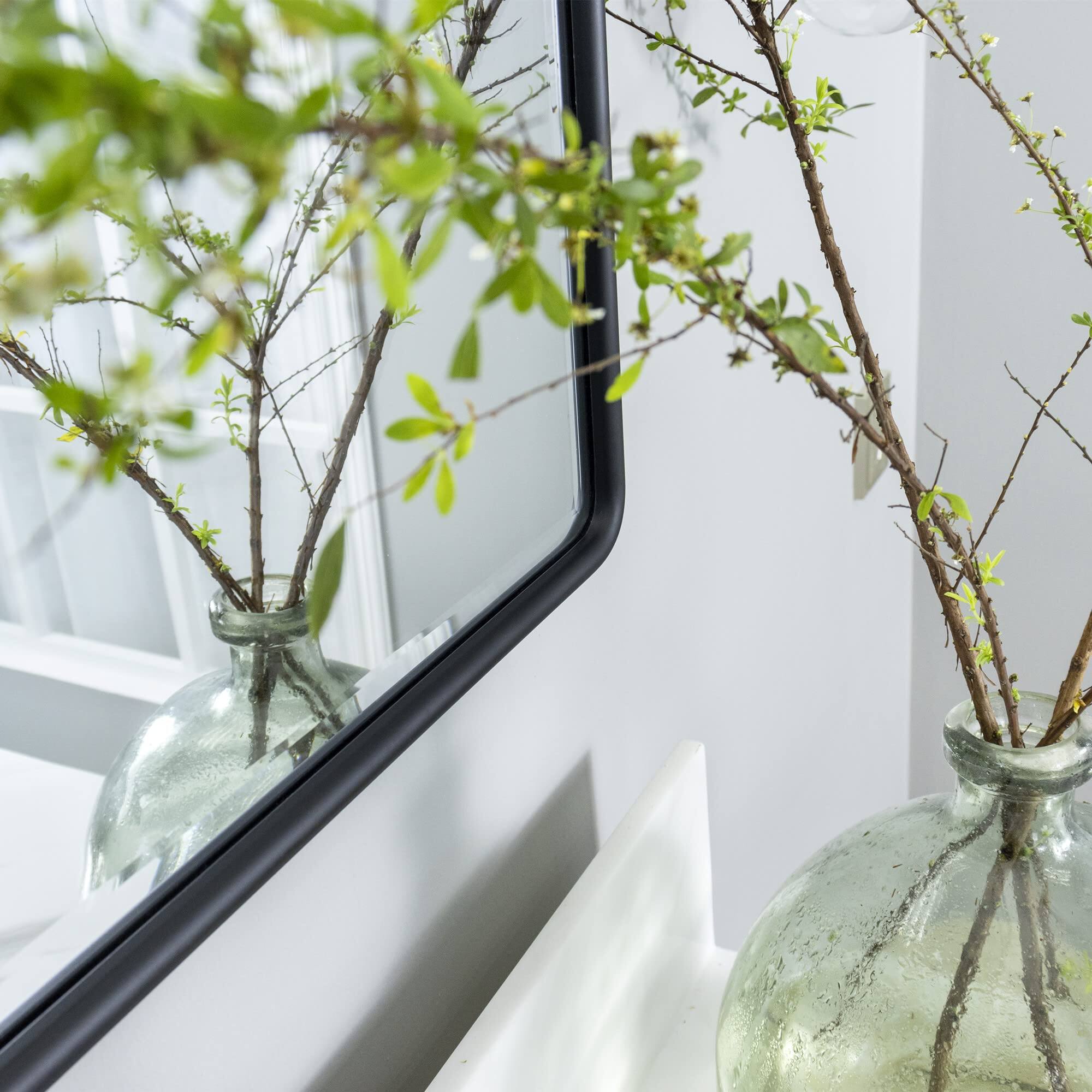 Alt View 1. Comfort Essence - Pivot Mirror For Bathroom Matt Tilt Beveled Rectangle Pivoting Metal Framed Vanity Mirrors Wall Vertical ... - Matt Black-40"L x 30"W.