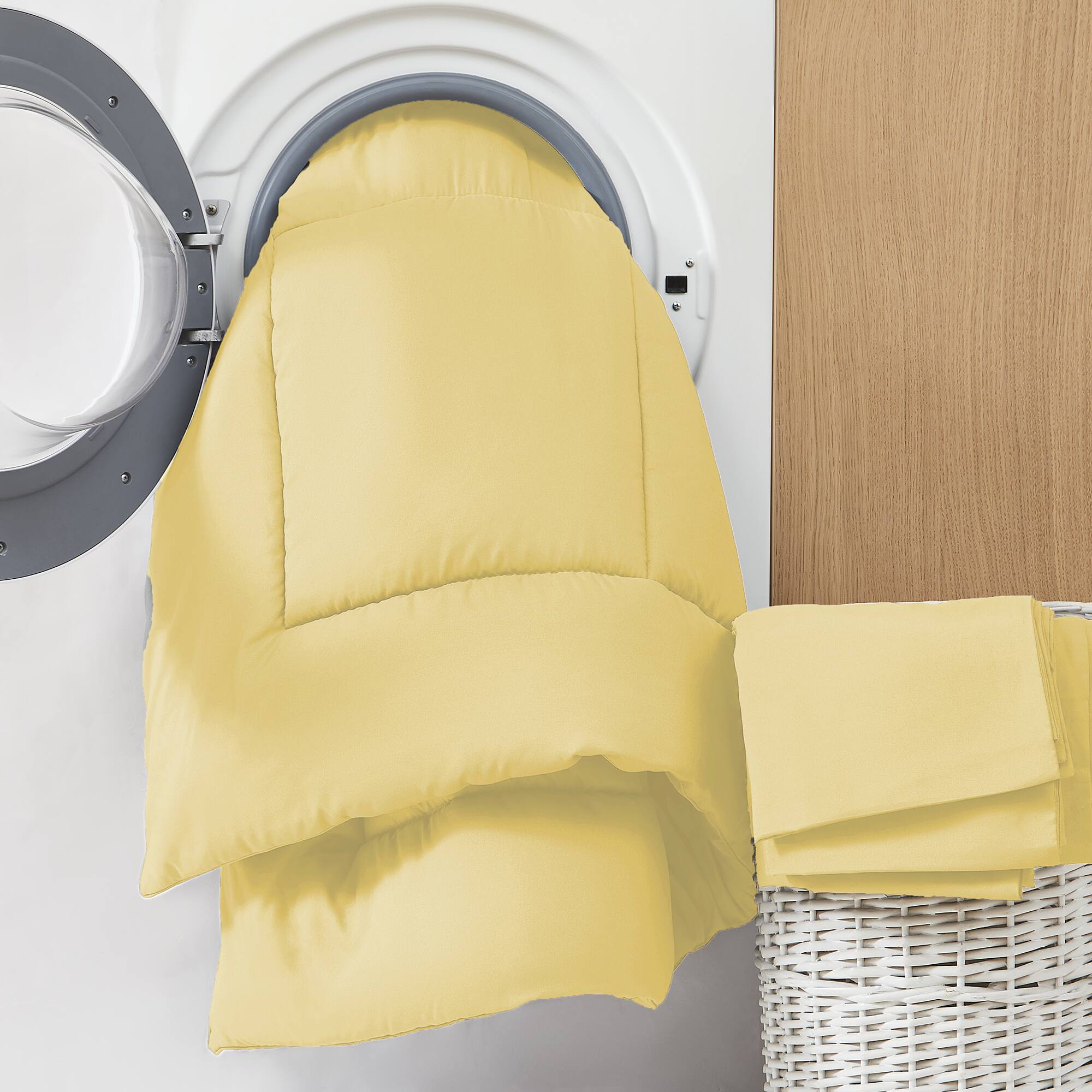 Alt View 1. Sweet Home Collection - All Season Reversible Bed-in-A-Bag Solid Color Comforter & Sheet Set, Twin - Yellow.