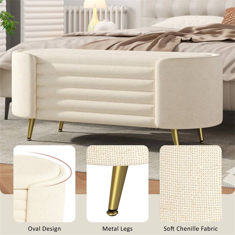 Oval Design Metal Legs Soft Chenille Fabric