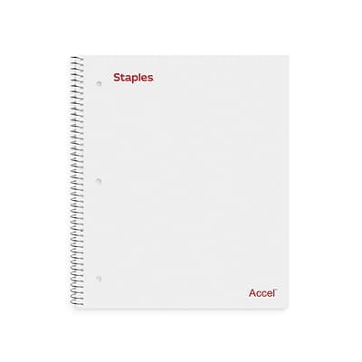 Staples - Premium Poly 1-Subject Notebook, 8" x 10.5", Wide Ruled, 100 Sheets - White