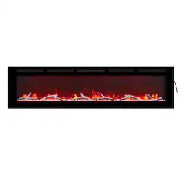 Mondawe - 72" Steel Wall-Mounted/Recessed Electric Fireplace - Black