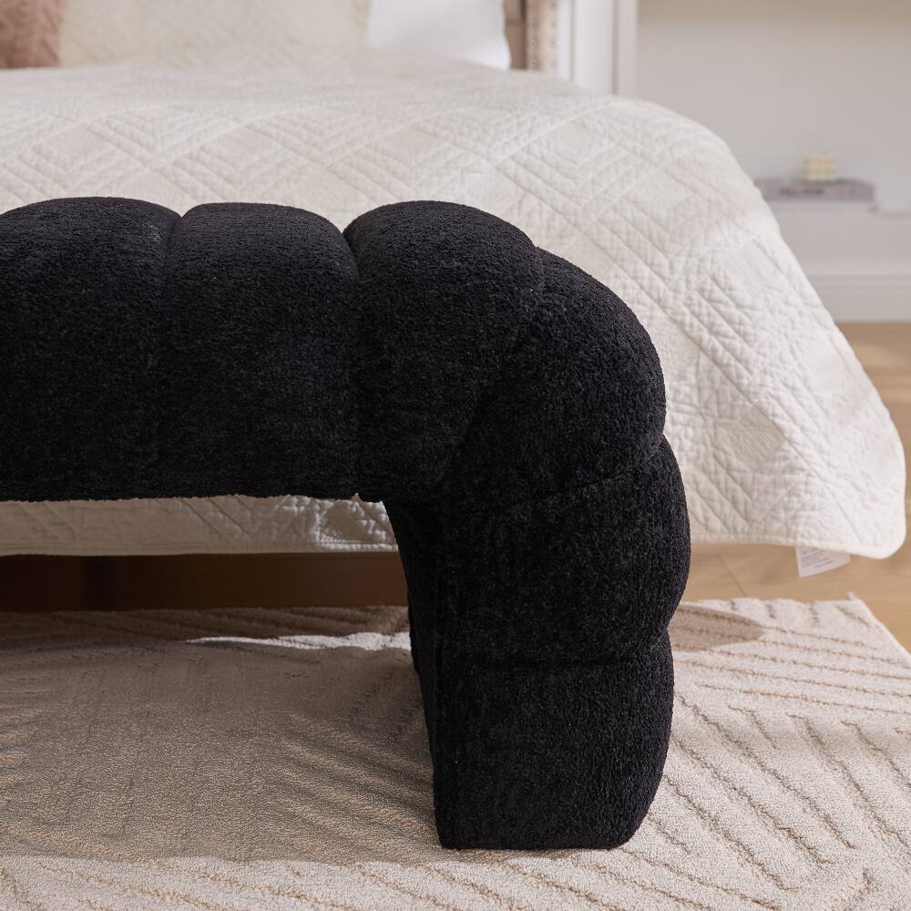 Alt View 3. Ropilly - Ropilly Black Bed Bench Modern Upholstered Daybed Chaise 69.7 Inch Armless Entryway Seating - Black.