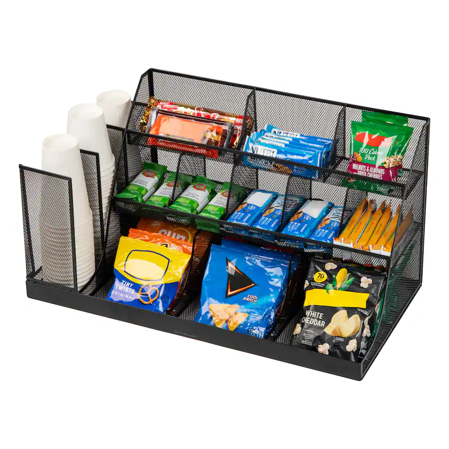 Mind Reader 2COMP7-BLK - Dispenser per tazze da caffè e condimenti a 7 scomparti, set da 2, 39,4 x 18,4 x 13,3 cm, in plastica, colore: nero Mind Reader 2COMP7-BLK - Dispenser per tazze da caffè e condimenti a 7 scomparti, set da 2, 39,4 x 18,4 x 13,3 cm, in plastica, colore: nero