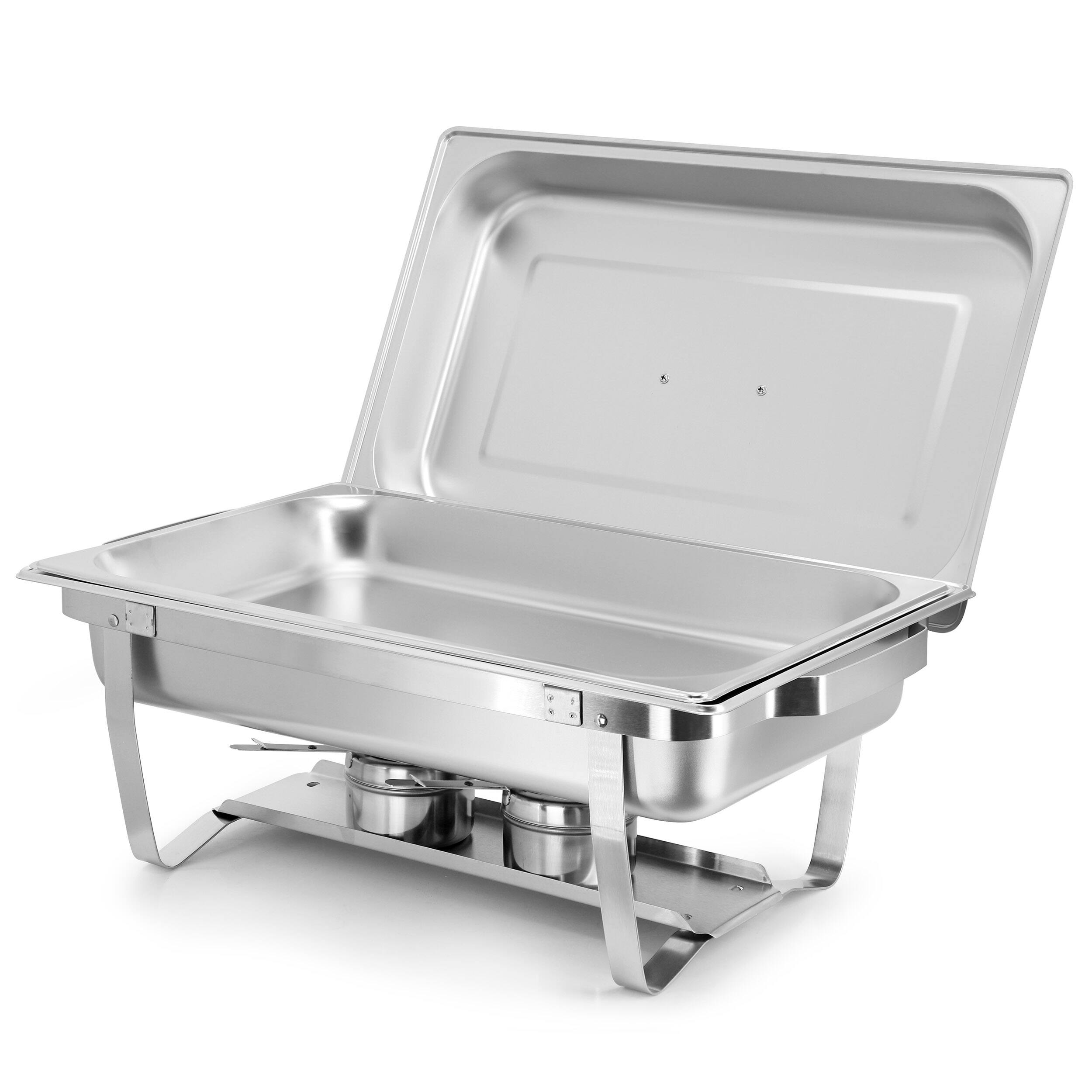 Alt View 2. MegaChef - MegaChef 9.5 Quart Foldable Stainless Steel Professional Chafing Dish/Food Warmer/Buffet Server Serving Trays, Set of 4 - Silver.