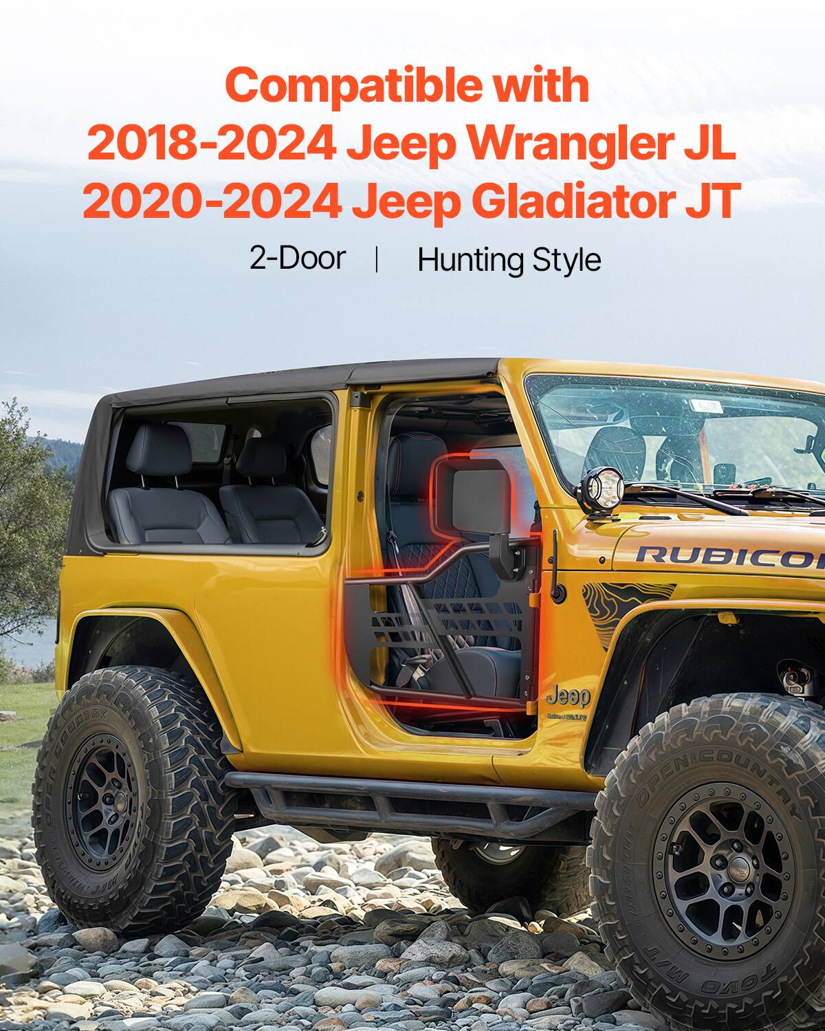 Compatible with 2018-2024 Jeep Wrangler JL 2020-2024 Jeep Gladiator JT 2-Door | Hunting Style