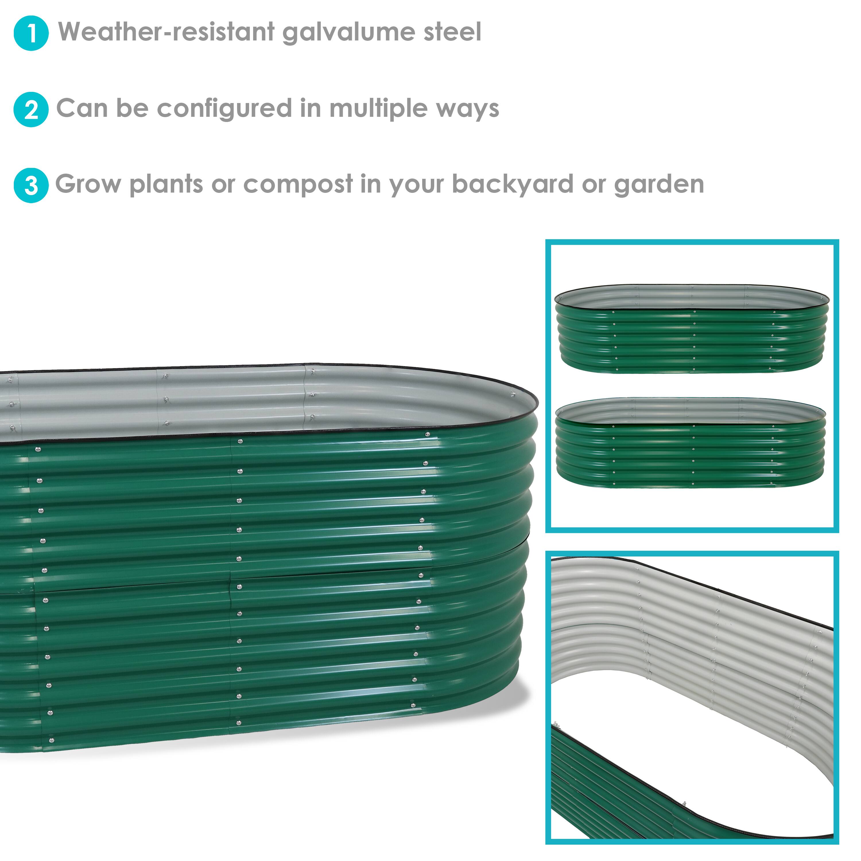 1. Weather-resistant galvalume steel  
2. Can be configured in multiple ways  
3. Grow plants or compost in your backyard or garden