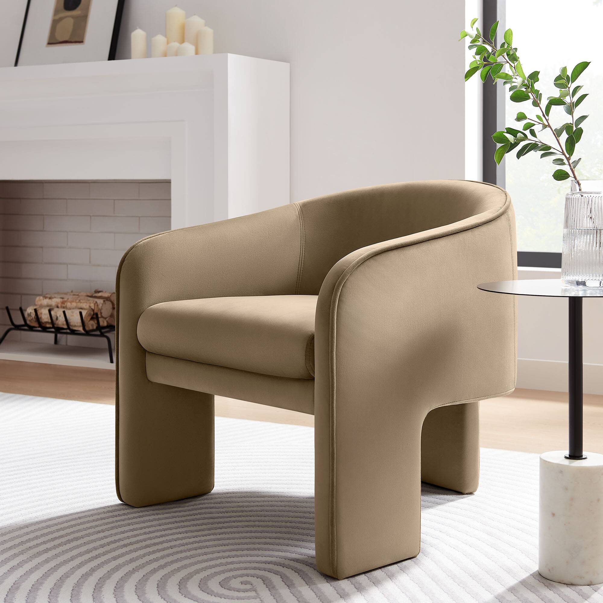 Alt View 4. Modway - Greer Performance Velvet Upholstered Accent Armchair by Modway - Gray.