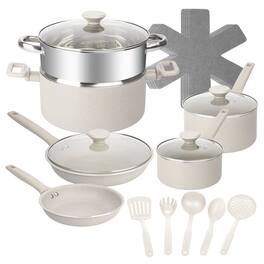 Granitestone - Desert Collection 20 Piece Nonstick Cookware Set with Utensils - Beige