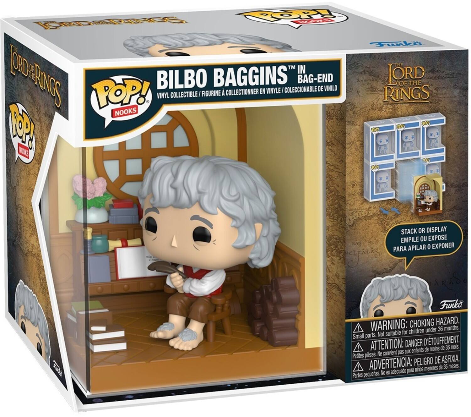 **The Lord of the Rings**

**Bilbo Baggins™ in Bag-End**

**POP! Vinyl Collectible / Figurine à Collectionner en Vinyle / Coleccionable de Vinilo**

**Stack or Display / Empile ou Expose / Para Apilar o Exponer**

**Warning: Choking Hazard. Not suitable for children under 36 months. Small parts.**

**Attention: Danger de suffocation. De moins de 36 mois. Convient pas aux enfants. Petites pièces.**

**Advertencia: Peligro de asfixia. Menores de 36 meses. No es adecuado para niños. Partes pequeñas.**

**Funko**