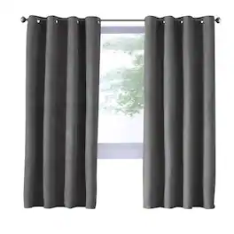 Commonwealth Home Fashions - Thermalogic Navar Blackout Light Super Soft Faux Suede Fexture Grommet Curtain Panel 54" x 84" Dark - Dark Gray