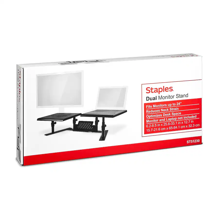 Staples Standee Staples TECH Adjustable Dual Monitor Stand, Up to 24