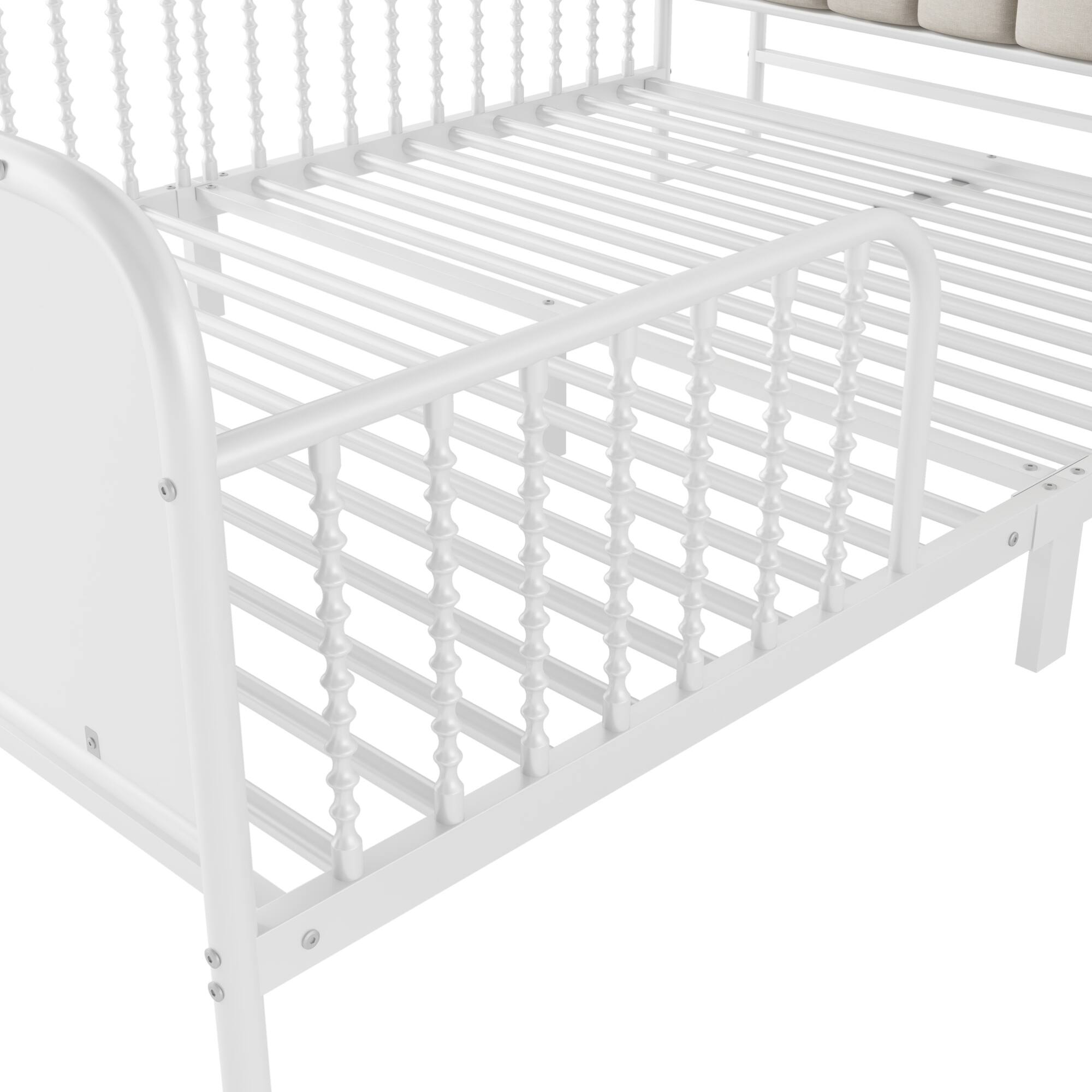 Alt View 4. GOODSILO - Full Size Metal Platform Bed Frame with LED Lighting and Upholstered Storage Headboard - White.