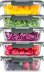 Front. Zulay Kitchen - Zulay Kitchen 5 Pack Airtight Premium Borosilicate Glass Food Storage Containers with Lids - Gray.